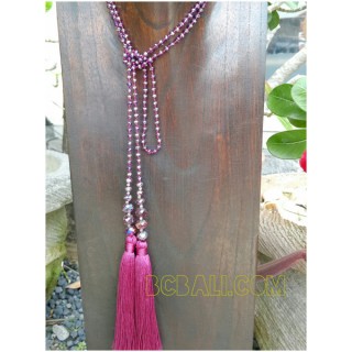 long strand necklaces tassels beads double mono color